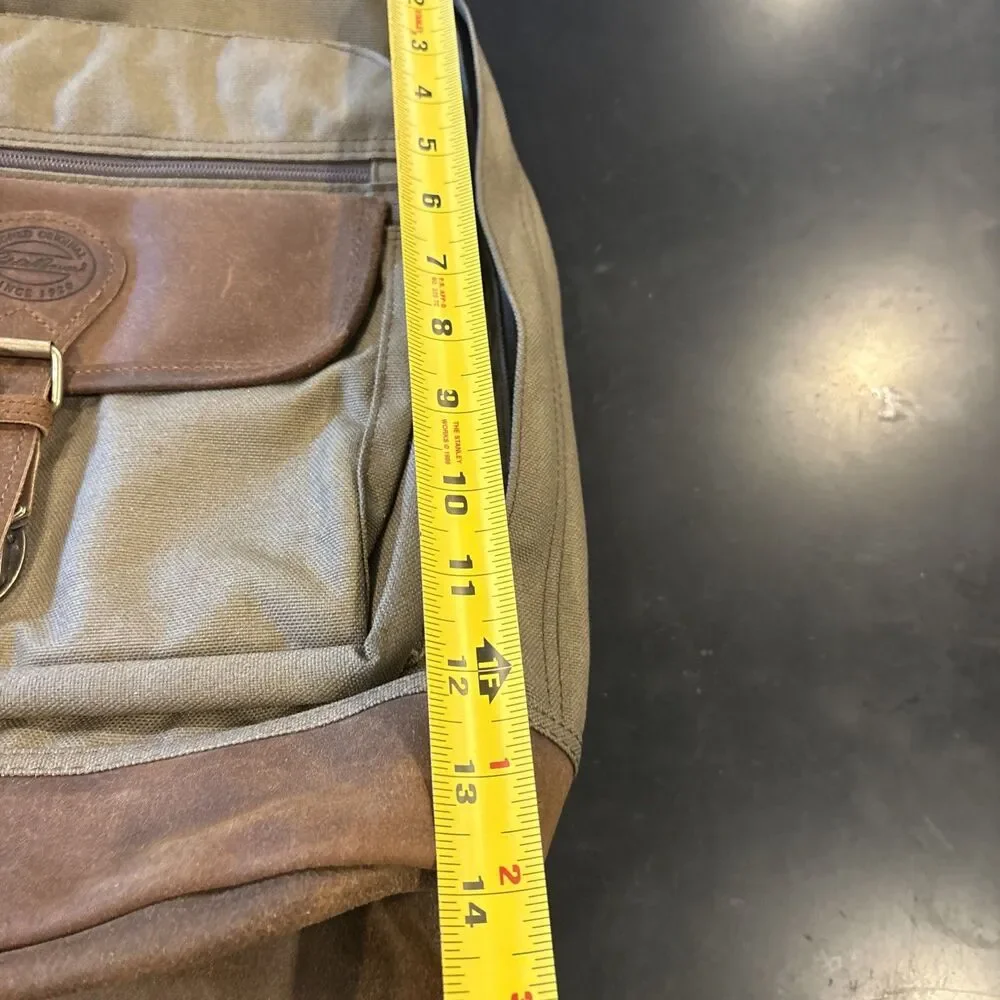 Vtg 90s Eddie Bauer Legacy Leather Canvas Backpack Olive Green Gorpcore